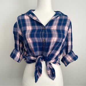 Long Sleeve Button Up Checkered Plaid